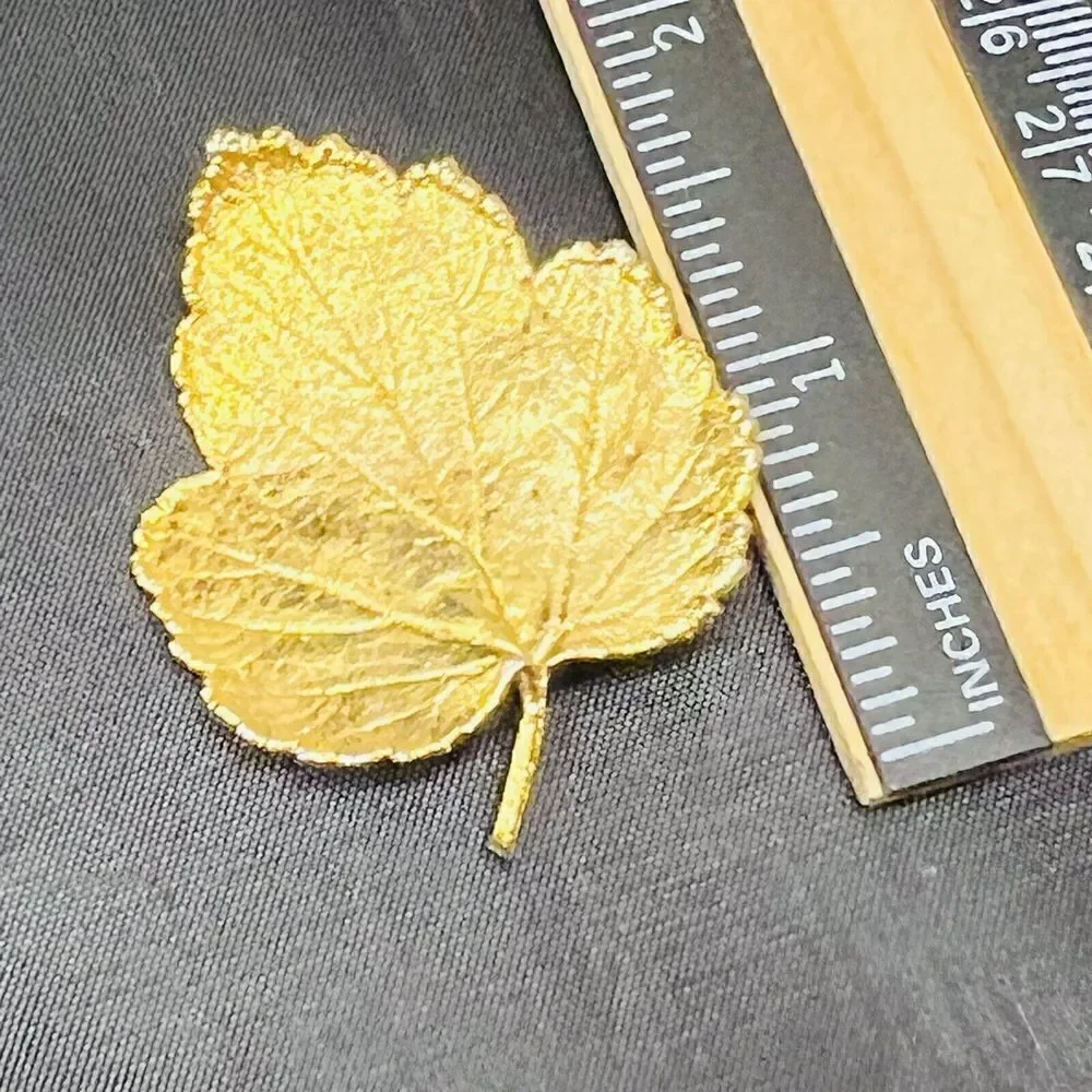 24K Gold Dipped Genuine Leaf Brooch Pendant Nature Jewelry Rocky Mountains  1307